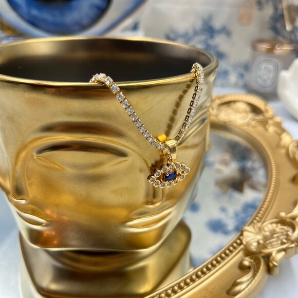 🆕 CRYSTAL HAZE 🧿 BNWT The Evil Eye Pendant - 18K Gold Plated Brass - Picture 11 of 16